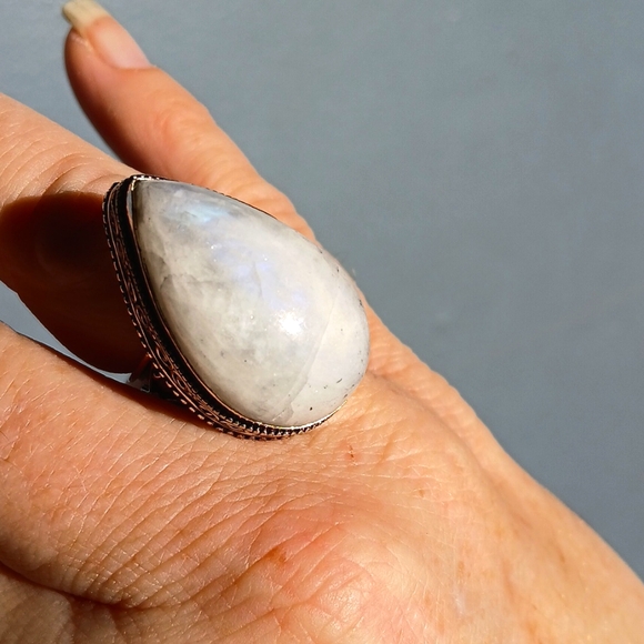 New Rainbow Moonstone 925 Silver Ring. - Picture 2 of 12